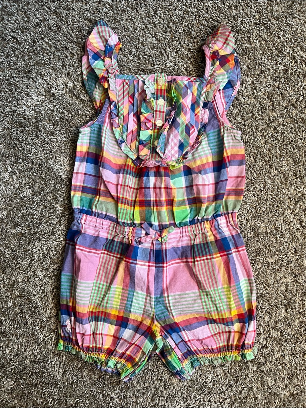 Ralph Lauren Girls Multicolor Plaid Romper - Cute Summer Playwear